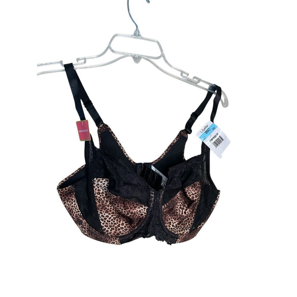 Lilyette Leopard Minimizer Bra Underwire‎ Ultimate Smoothing Black Size 36C NEW